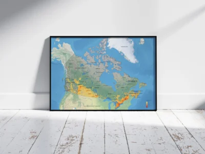Canada Population Density Map with Terrain Printable | Canada Demographic Map Poster