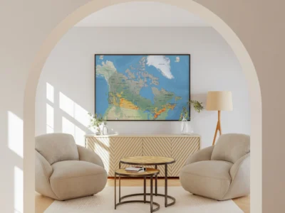 Canada Population Density Map with Terrain Printable | Canada Demographic Map Poster