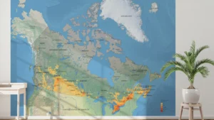 Canada Population Density Map with Terrain Printable | Canada Demographic Map Poster