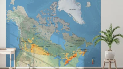 Canada Population Density Map with Terrain Printable | Canada Demographic Map Poster