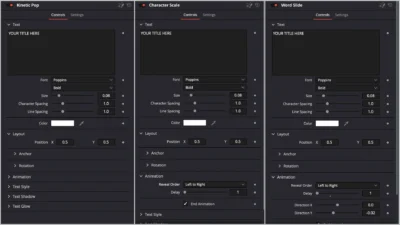 DaVinci Resolve Text Animation Pack - Character and Word Slide, Scale & Kinetic Titles (10 Presets)