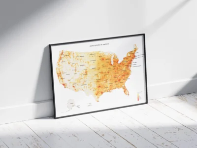 Minimalist United States Population Density Map Printable | PDF & JPG | Multiple Sizes