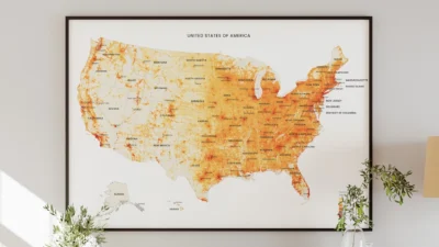 Minimalist United States Population Density Map Printable | PDF & JPG | Multiple Sizes