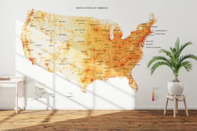 Minimalist United States Population Density Map Printable | PDF & JPG | Multiple Sizes