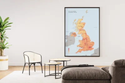 United Kingdom Population Density Map Printable | High-Resolution UK Population Distribution Map