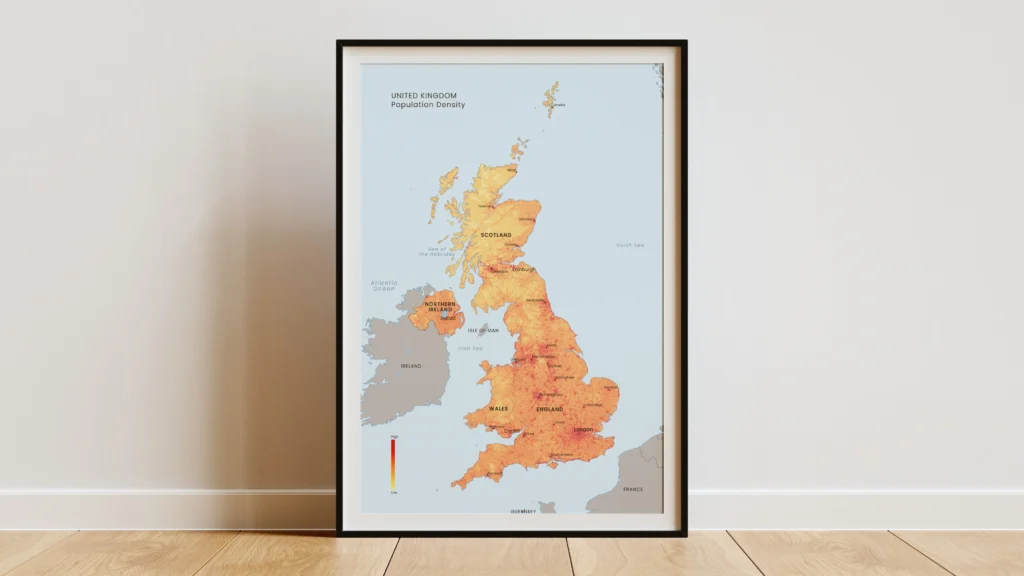 United Kingdom Population Density Map Printable | High-Resolution UK