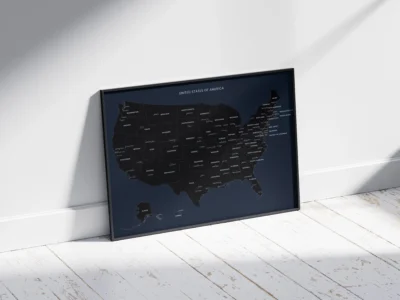 united-states-black-minimal-political-map-printable-states-capitals-cities-black-frame-side United States Black Minimal Political Map Printable, States, Capitals, Cities, Modern Wall Art