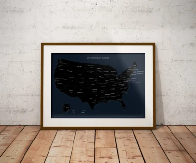 united-states-black-minimal-political-map-printable-states-capitals-cities-wooden-glass-frame United States Black Minimal Political Map Printable, States, Capitals, Cities, Modern Wall Art