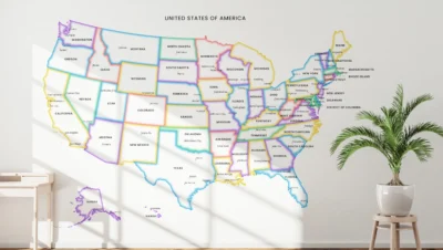 united-states-political-map-printable-with-glow-borders-states-capitals-cities-wall United States Political Map Printable with Glow Borders, States, Capitals, Cities, Minimal Wall Art