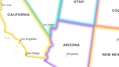 united-states-political-map-printable-with-glow-borders-states-capitals-cities-zoom-detail United States Political Map Printable with Glow Borders, States, Capitals, Cities, Minimal Wall Art