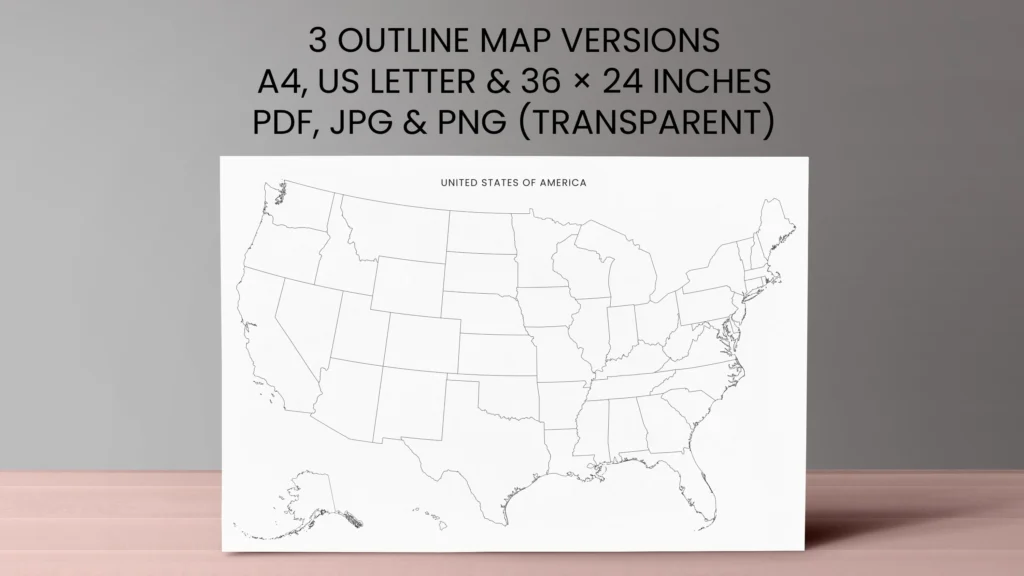 USA Blank Map Printable, United States Outline Map with State Borders ...