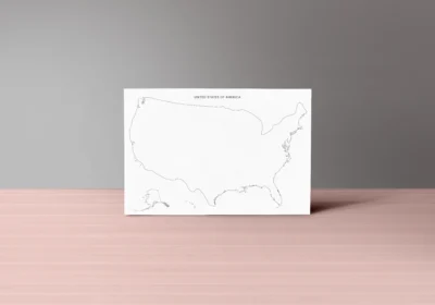 USA Blank Map Printable, United States Outline Map with State Borders, Geography Worksheet