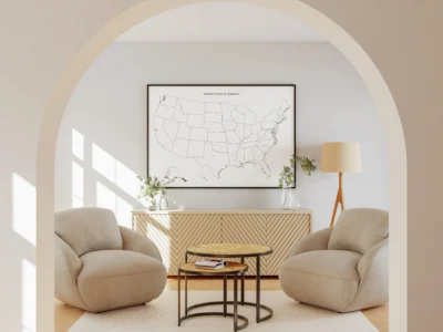 USA Blank Map Printable, United States Outline Map with State Borders, Geography Worksheet