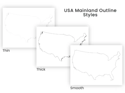 USA Blank Outline Map Printable Bundle | 10 United States Outline Styles | State Borders | PDF & JPG