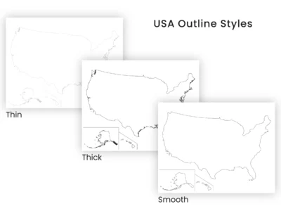 USA Blank Outline Map Printable Bundle | 10 United States Outline Styles | State Borders | PDF & JPG