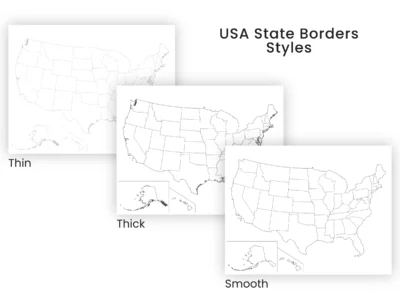USA Blank Outline Map Printable Bundle | 10 United States Outline Styles | State Borders | PDF & JPG
