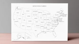 Blank USA Map Printable - State Outlines with Labeled & Blank Versions - Worksheet Map