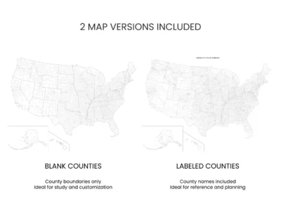 USA Counties Map Printable (Blank & Labeled) | United States County Map PDF & JPG
