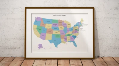 United States Political Map Printable | Clean Minimal Edition with States, Capitals & Major Cities