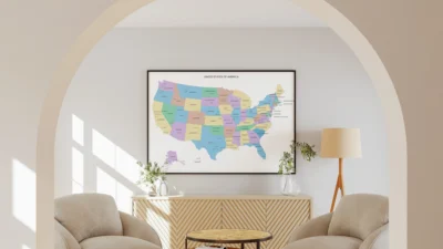 United States Political Map Printable | Clean Minimal Edition with States, Capitals & Major Cities