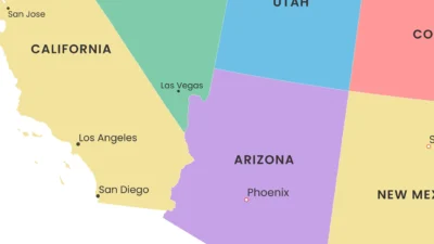 United States Minimal Political Map Printable, States Capitals Cities, Clean Wall Art