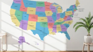 USA Political Map Printable, Minimalist States Map with Capitals & Major Cities