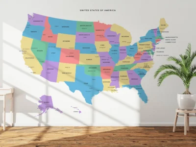 usa-political-map-printable-minimalist-without-lakes-wall USA Political Map Printable, Minimalist States Map with Capitals & Major Cities