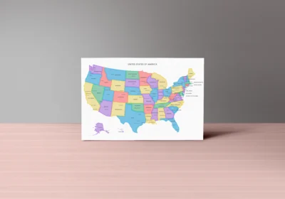 usa-political-map-printable-with-highlighted-borders-states-capitals-cities-paper United States Political Map Printable with Highlighted Borders, States, Capitals, Cities, Colorful Wall Art Poster