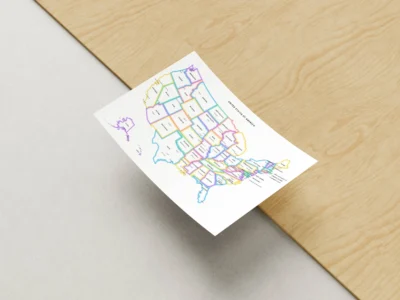 USA Political Outline Map Printable, Minimalist States Map with Glow Borders, Capitals & Major Cities