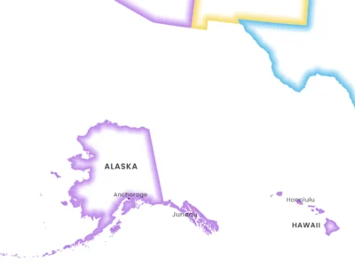 USA Political Outline Map Printable, Minimalist States Map with Glow Borders, Capitals & Major Cities