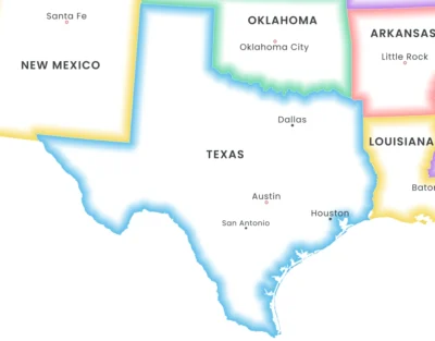USA Political Outline Map Printable, Minimalist States Map with Glow Borders, Capitals & Major Cities