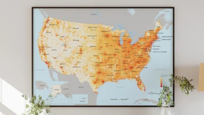 USA Population Density Map Printable with States, Capitals and Cities (High-Resolution PDF JPG)
