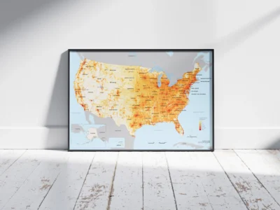 USA Population Density Map Printable with States, Capitals and Cities (High-Resolution PDF JPG)