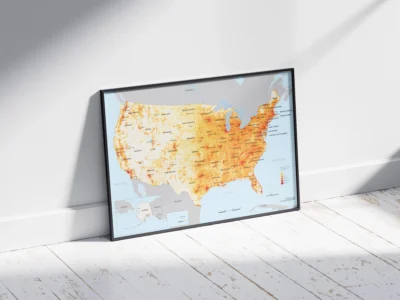 USA Population Density Map Printable with States, Capitals and Cities (High-Resolution PDF JPG)