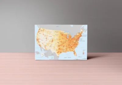USA Population Density Map Printable with States, Capitals and Cities (High-Resolution PDF JPG)