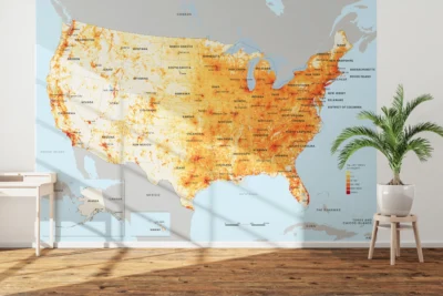USA Population Density Map Printable with States, Capitals and Cities (High-Resolution PDF JPG)