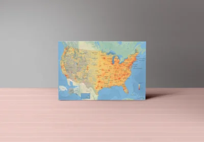 USA Population Density Map Printable, Terrain Style Map, High Resolution PDF JPG, Wall Art Poster
