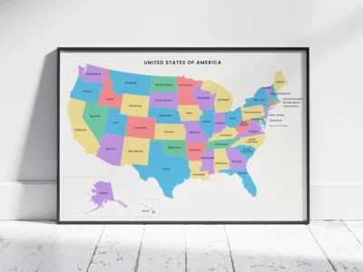 USA States Map Printable, 50 States Blank & Labeled, Color & Outline Map