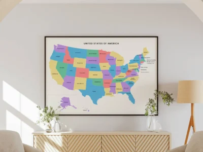 USA States Map Printable, 50 States Blank & Labeled, Color & Outline Map