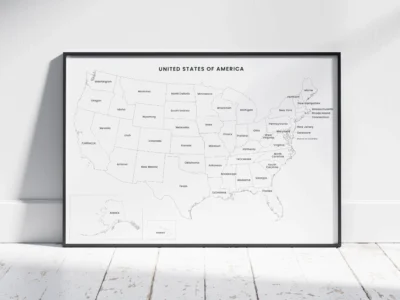 USA States Map Printable, 50 States Blank & Labeled, Color & Outline Map