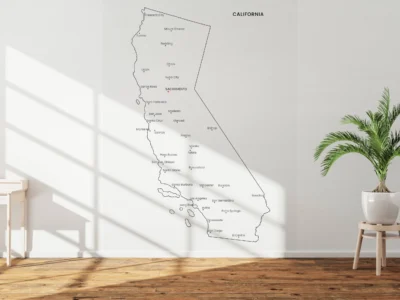 California Cities Map Printable, Labeled Cities Map, Light & Dark Styles