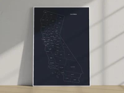 California Counties Map Printable, Labeled County Map, Light & Dark Styles