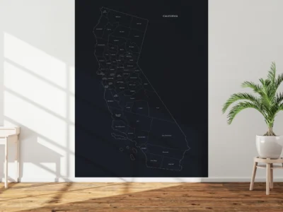California Counties Map Printable, Labeled County Map, Light & Dark Styles