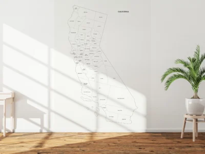 California Counties Map Printable, Labeled County Map, Light & Dark Styles