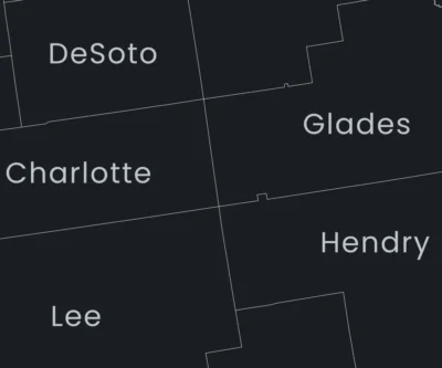 florida-counties-map-printable-dark-zoom-detail Florida Counties Map Printable, Labeled County Map, Light & Dark Styles