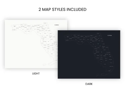 florida-counties-map-printable-light-dark-included-map-styles-info Florida Counties Map Printable, Labeled County Map, Light & Dark Styles