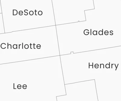 florida-counties-map-printable-light-zoom-detail Florida Counties Map Printable, Labeled County Map, Light & Dark Styles