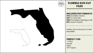 Florida SVG Cut File, State Silhouette, DXF EPS PNG Vector Files, for Cricut & Silhouette