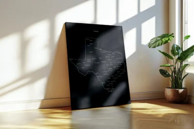 Texas Cities Map Printable, Texas Map with Cities, Wall Art, Light & Dark Styles, PDF JPG Download