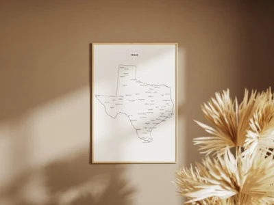 Texas Cities Map Printable, Texas Map with Cities, Wall Art, Light & Dark Styles, PDF JPG Download